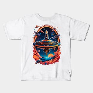 Alien Spaceship Trooping Kids T-Shirt